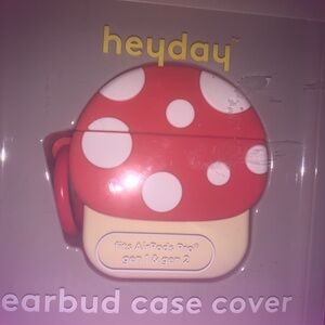 Heyday Red and White Earbud Case with Mushroom Design